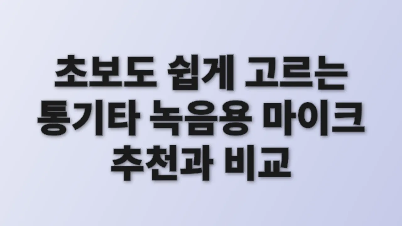 초보도 쉽게 고르는 통기타 녹음용 마이크 추천과 비교